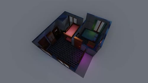 Diseño isométrico del dormitorio