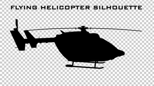Flying Helicopter Silhouette with Alpha Channel