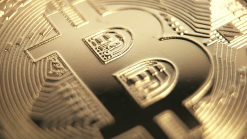 Macro Shot of a Detailed Bitcoin