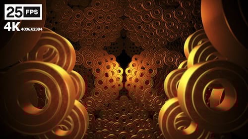 Abstract Golden Geometric Rings Tunnel Animation Loop