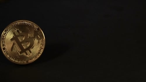 Bitcoin Spinning on a Black Background