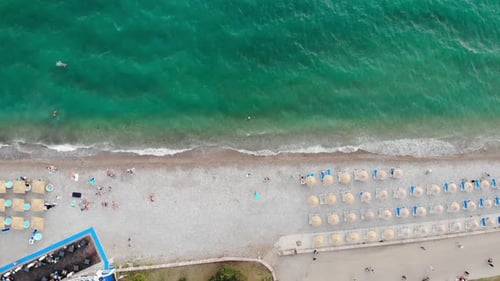 Aerial View of Beach with Turquoise Water