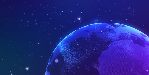 Rotating Digital Earth Globe with Particle Glow Animation