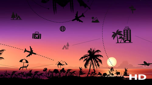 Global Travel Journey Flat Design Icons Animation