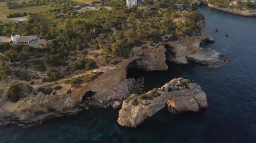 Es Pontas Arch in Cala Santanyi in Mallorca or Majorca, Balearic Islands Spain
