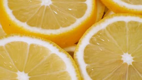 Close-Up of Fresh Yellow Lemon Slices