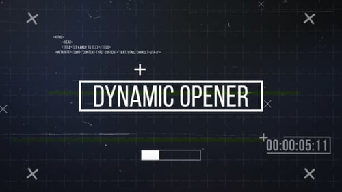 Dynamic Glitch Opener with Modern Typography and Tech Overlays