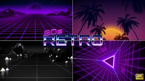 Retro Wave Style Animated Backgrounds Pack
