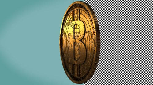 Rotating Golden Bitcoin Cryptocurrency Coin Animation