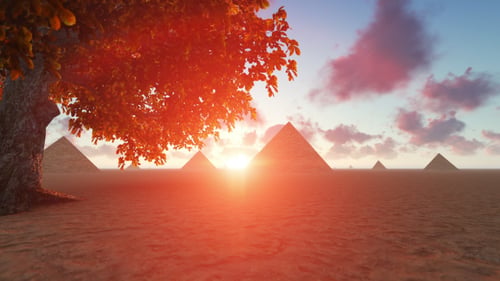 Giza Pyramids Egypt at Sunset
