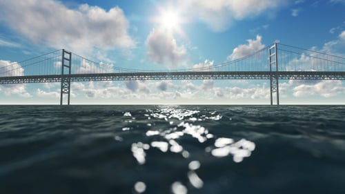 Bridge over Sea view and Time Lapse Clouds