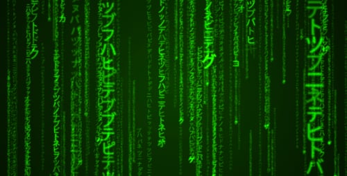 Futuristic Green Digital Rain Code Falling Matrix Background
