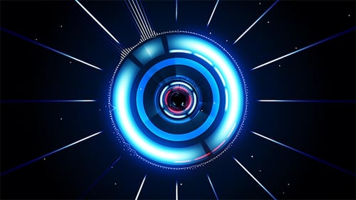 Futuristic Blue Glowing Circles Digital Spectrum Background