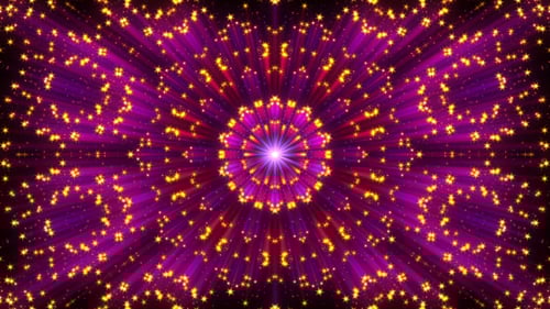 Looping Glowing Golden Stars Kaleidoscope Abstract Background