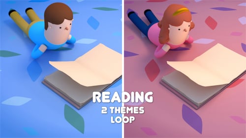 Stylized Kids Animated Book Page Turn for Content Reveals