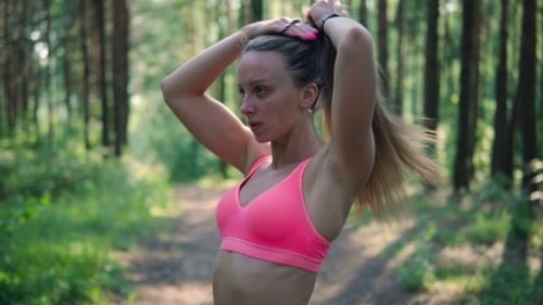 Woman Getting Ready To Run