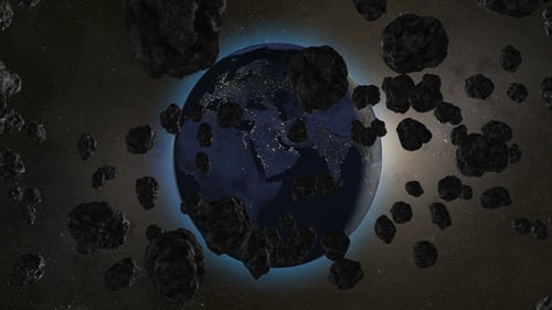 Dynamic Space Animation with Earth and Asteroids