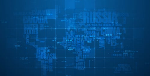 Abstract Data World Map with Kinetic Typography