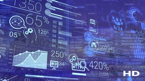 Corporate Infographic And Financial Data On A Blue Background