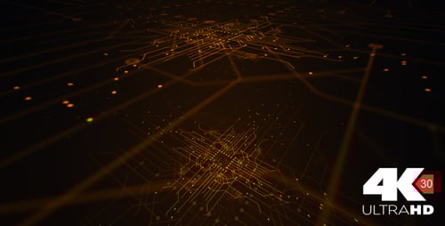 Futuristic Glowing Circuit Board Digital Network Animation