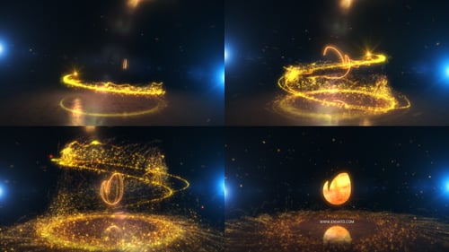 Golden Particle Trail Logo Reveal with Glowing Effects