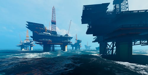 Oil Stations And Designs At Sea