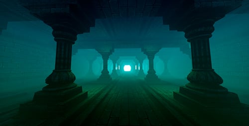 Mysterious Underwater Stone Corridor Journey to Bright Light