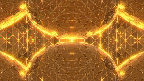 Shimmering Gold Geometric Spheres Abstract Background Animation
