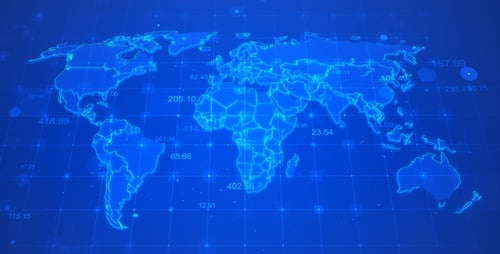 Global Business Data Network World Map Animation