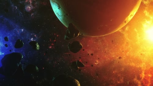 Abstract Cosmic Background with Planets and Asteroids