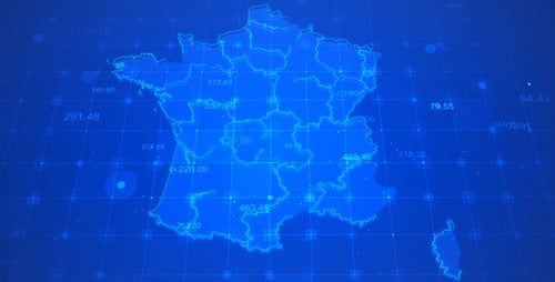 Futuristic Digital Map of France Animated Data Interface