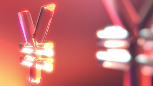 Futuristic 3D Yen Symbol Rotating Animation