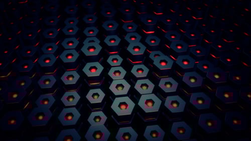Futuristic Red Glowing Hexagon Grid Loop Background