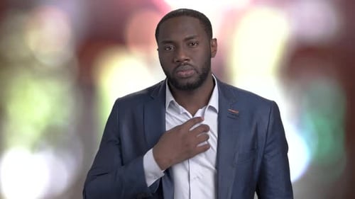 Adult Man in Suit with Sore Throat