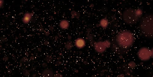 Golden Shimmering Particles and Bokeh Overlay Background