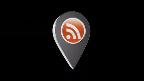 3D Rotating Wifi Location Pin Icon Animation With Alpha Channel 2K