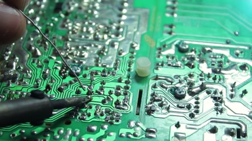 Close Up of Soldering Work on Circuit Board