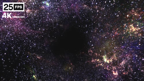 Futuristic Space Travel Through a Cosmic Starfield Tunnel