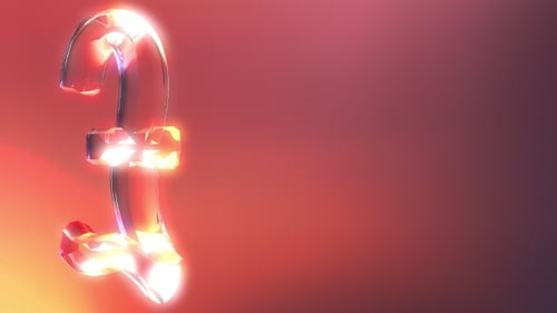 Shiny Glass 3D Pound Sterling Symbol Rotating Loop