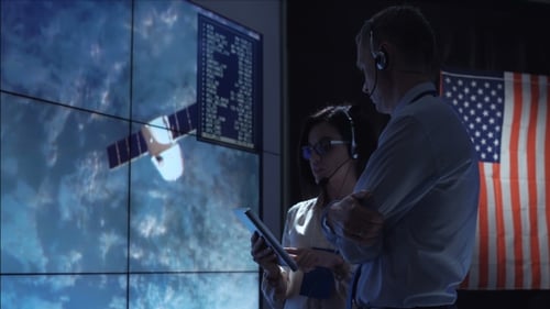 People Communicating in Space Flight Center