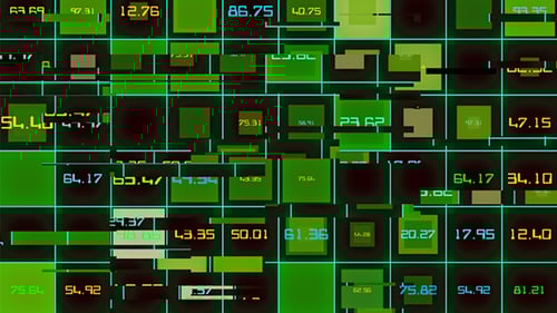 Animated Digital Data Grid with Glitch Effects