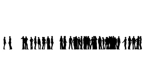 Animated Silhouettes of People Gathering and Walking