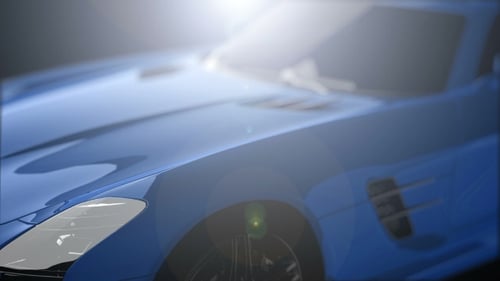 Sleek Blue Sports Car Dynamic Camera Animation