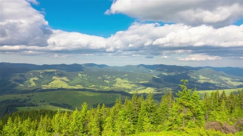 Mountain Landscape with a Fast Clouds and Shadows