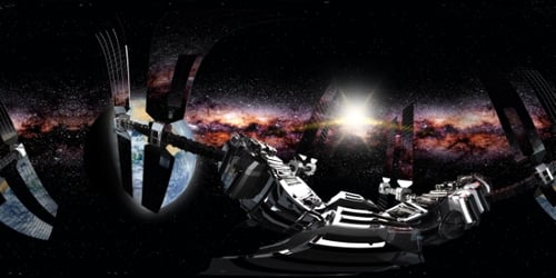 International Space Station Orbiting Earth in Virtual Reality
