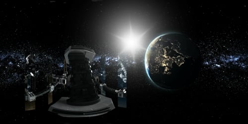 International Space Station Orbiting Earth in Virtual Reality