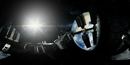 International Space Station Orbiting Earth in Virtual Reality