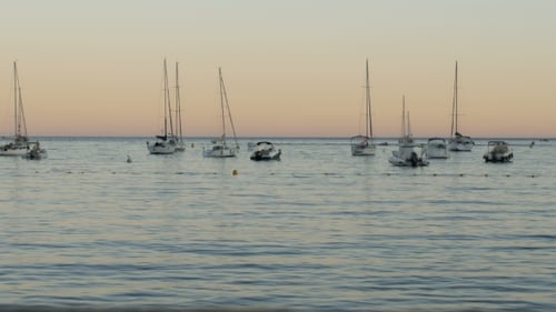 Yachts at the Evening in the Mediterranean Sea