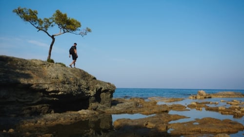 Traveler Photographer Shoots Beautiful Sunset on the Mediterranean Coast