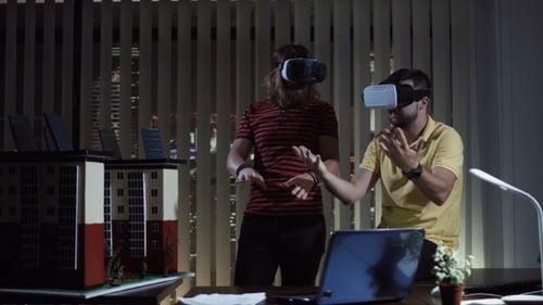 Men in Office in VR Headset